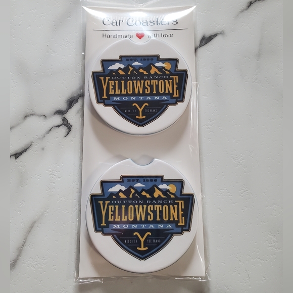 Yellowstone Dutton Ranch Set Of 2 Ceramic Car Coasters - Picture 6 of 6